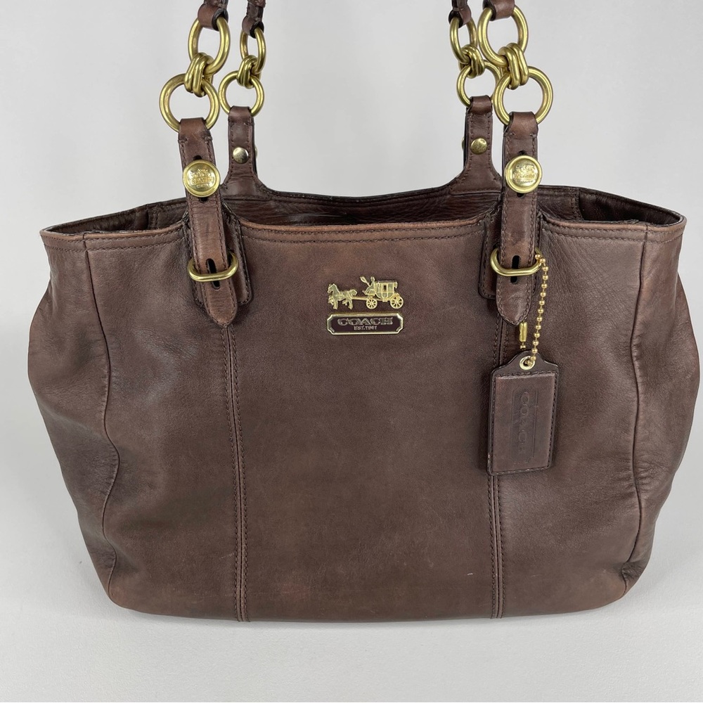 Coach Mia G1082-15740 Brown Leather Medium Tote Bag Satchel Purse, 12”x9”x4.5”